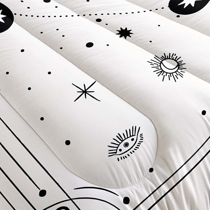 AILONEN Sun and Moon Comforter Set for Teens Boys Kids Girls, Galaxy Astrology Bedding Set Full Size,Bohemian Sun Moon Quilted Duvet,Galaxy Quilt,1 Comforter 2 Pillowcases 3 Piece