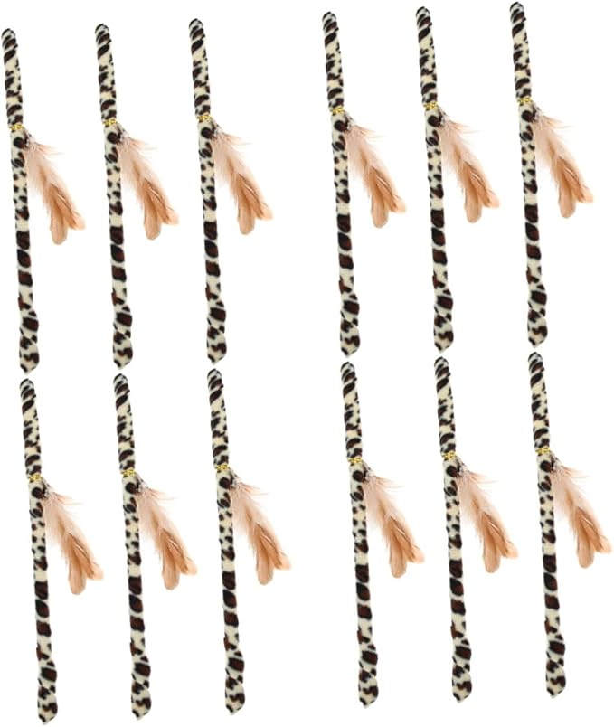 balacoo 12 Pcs Cat Teaser Cat Running Toy Cat Exercise Toy Cat Teasing Cat Toys Cat Teething Toy Cat Toy Wand Pet Treat Toy Cat Catcher Toy Cat Chasing Toy Cloth Stick Kitten
