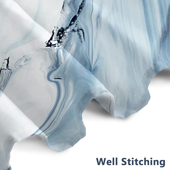 AWERT Blue Marble Shower Curtain - Waterproof for Bathroom Decor, Printed Washable With Hooks, 60x72 Inch