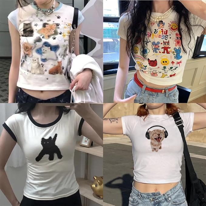 Baby Tees Women Graphic Tops Y2K Grunge Clothes