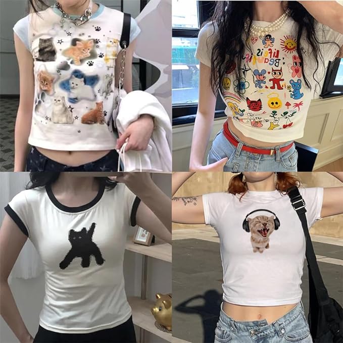 Baby Tees Women Graphic Tops Y2K Grunge Clothes