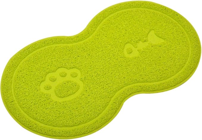 8-Shaped Small Cat Litter Box Debris Catcher Mat,18x10 Inches (Green)