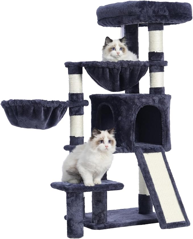 Cat Tree for Small Cats/Kitten, Cat Tower with condo, 2 Baskets, Platform, Scratch Board, Cat Scratching Posts for Indoor Cats, Smoky Gray GCT003SG