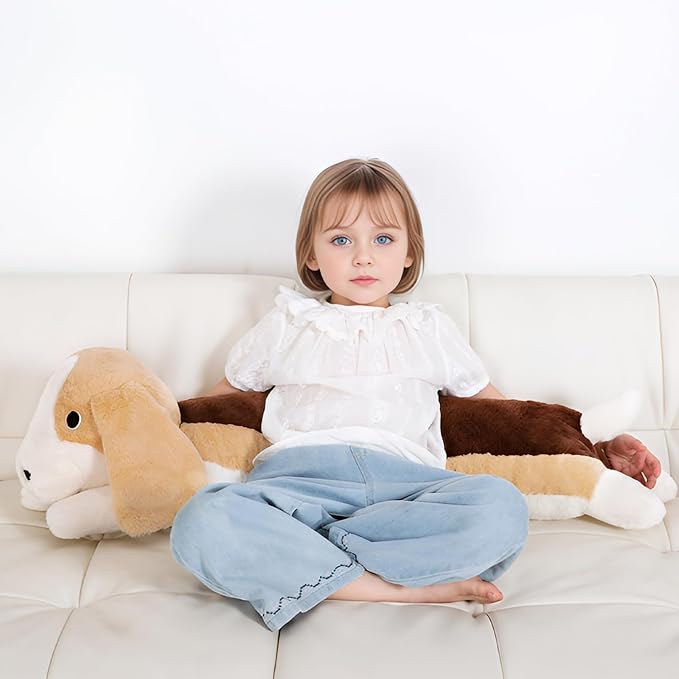 40'' Large Dog Sleeping Long Plush Pillow Toy, Soft Beagle Dog Stuffed Animals, Big Puppy Plushies Cute Doll Gift for Kids Girls Boys, Birthday