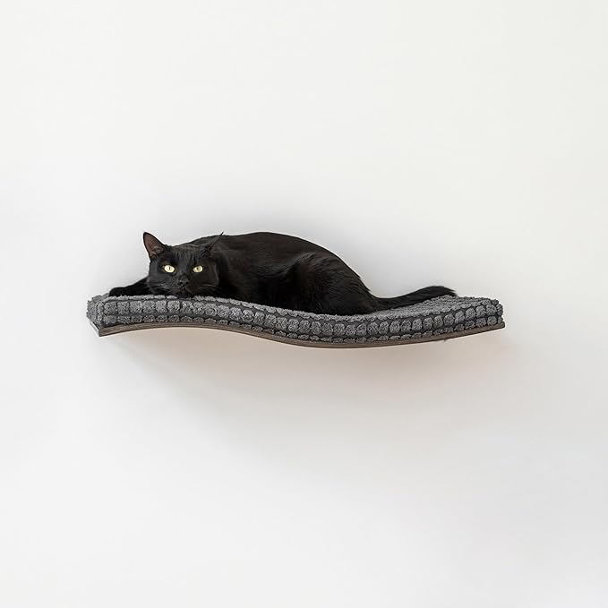 Kitsune Garden Cat Wall Shelves, Floating Cat Shelves, Cat Wall Furniture, Wall Mounted Cat Bed, Cat Wall Shelf, Cat Perch, Cat Bedding, Modern Cat Furniture, Cat Wall, Cat Waved Shelf Grey