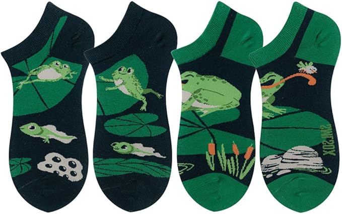 2 Pairs Funny Cartoon Animal Print Cotton Ankle Socks for Women Teens