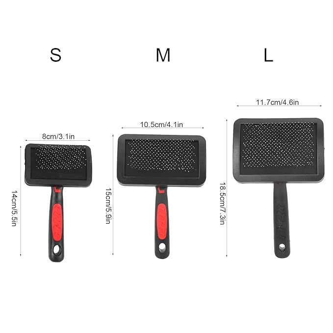 3 Pcs Cat Slicker Brush, Portable Cat Dog Slicker Brush Pet Cat Grooming Brush Massage Comb Set Accessory Easy to Use for Long Short Haired Dogs Cats