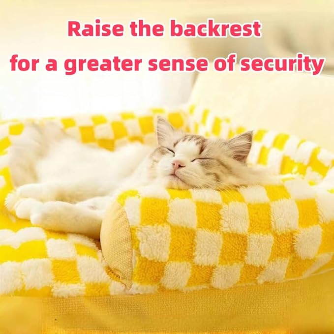 Pet Couch Bed，Pet Bed for Medium Small Cats & Dogs，Fluffy Cat Sofa with Premium Soft Corduroy Fleece，Soft Calming Cat Sofa Beds for Cats Anti-Slip Bottom and Removable Washable Cover (grey, X-Large)