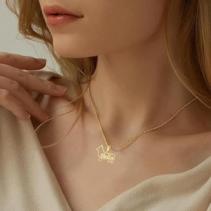 925 Sterling Sliver Yorkshire/Corgi/Labrador/Pug/Bulldog/Paw Print/Cross Necklace Cute Puppy Dog Necklace Jewelry Birthday Gifts for Women Girls Dog Lovers