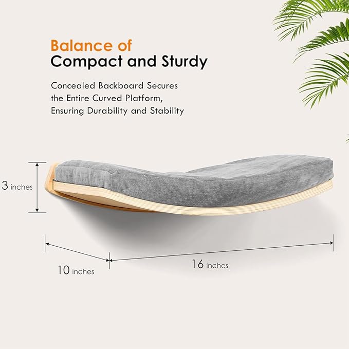 Cat Wall Shelves,Wall Mounted Cat Wall Furniture,Curved Cat Shelves and Perches for Wall,Floating Cat Wall Bed Cat Shelf with Comfortable Cat Cushion