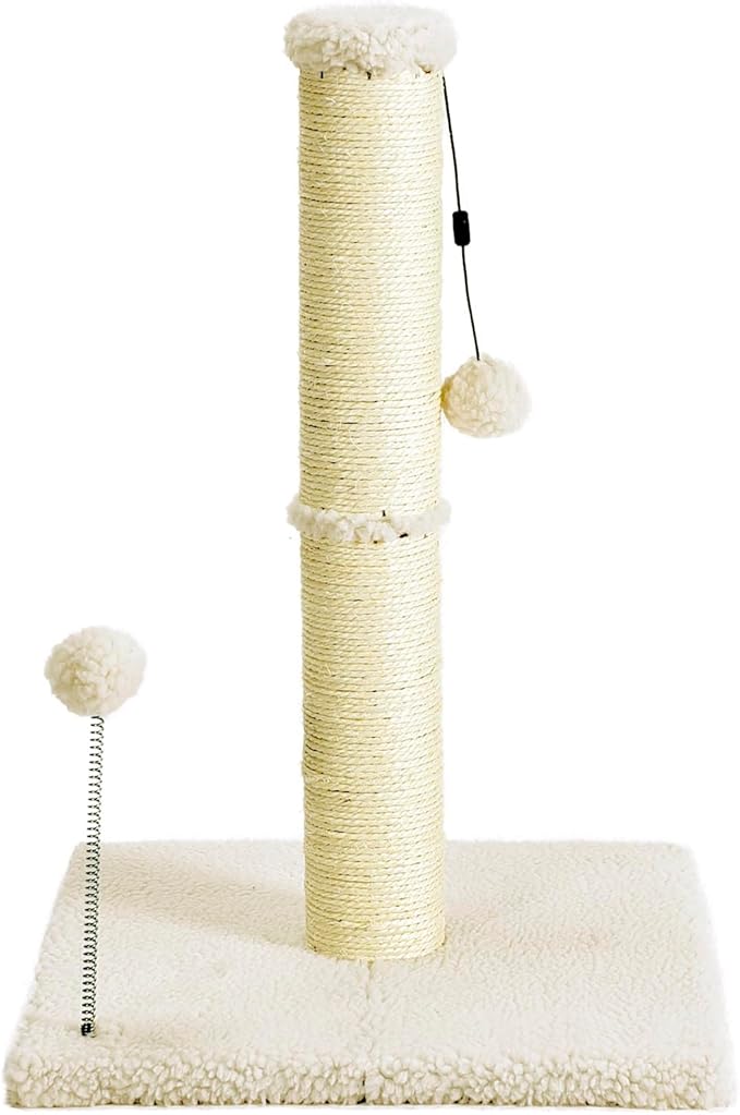 Cat Craft Scratching Post, Cat Scratch Post 20" Kitten Scratcher Sisal Scratch Posts with Hanging Balls, Beige