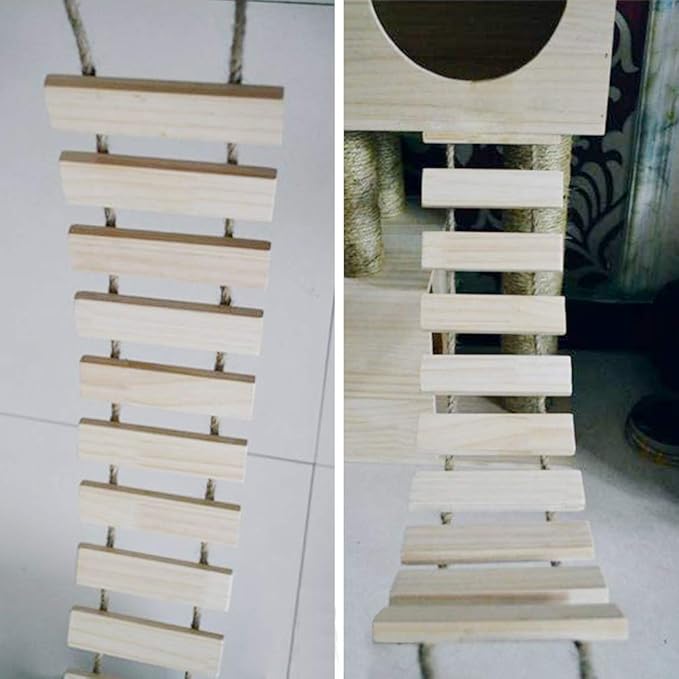 La La Pet® Wood Cat Bridge Ladder Cat Perch Cat Lounge Hammock Mod Cat Shelf Board Cat Climber Tree Tower Cat Condo Kitty Activity Furniture(39.37 x 9.84)