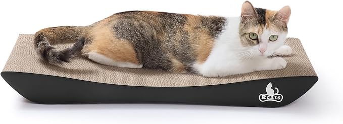 Cardboard Cat Scratching Board, Wavy Ramona Scratcher for Cats, medium, White/black
