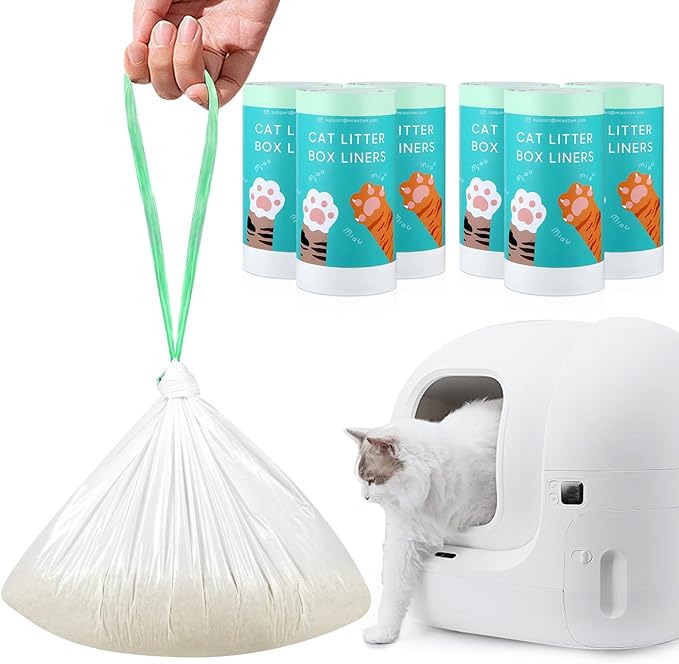 120 Count Self-Cleaning Litter Box Liner Bags for PURA X/MAX, Drawstring Replaced Trash Bag Waste Bag for Automatic Cat Litter Box -21" x 11"