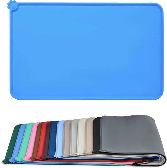 AUDWUD Silicone Waterproof Pet Feeding Mats,Anti Slip Bowl Pad,Dog Mat for Food and Water