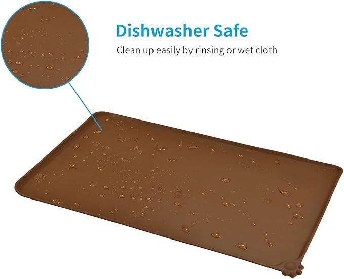AUDWUD Silicone Waterproof Pet Feeding Mats,Anti Slip Bowl Pad, Dog Mat for Food and Water