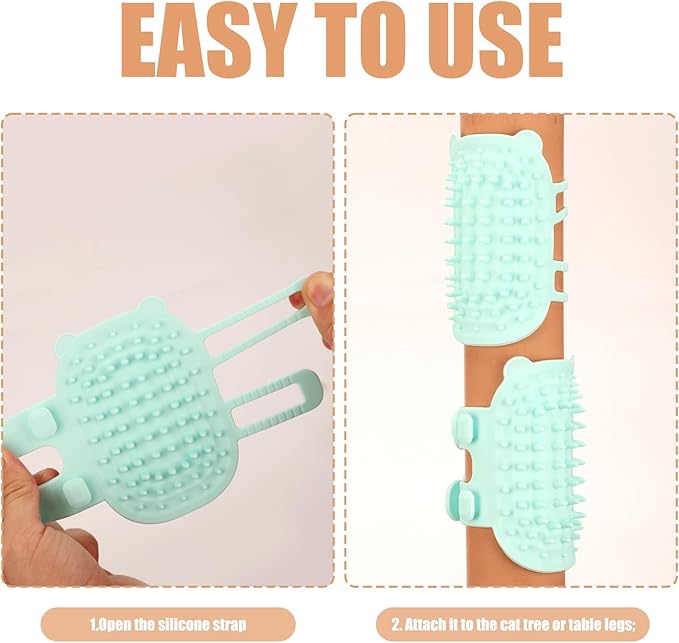 2pcs 2-in-1 Silicone Cat Grooming Brush - Self Cleaning, Massage and Shedding for Pets, Adjustable Face Scratchers for Climbing Frames, Table Legs