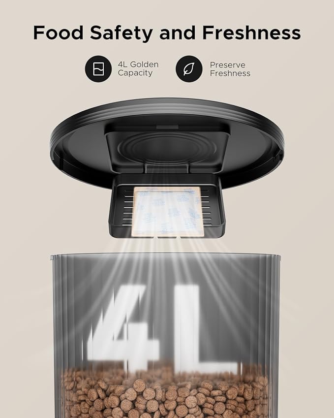 Automatic Cat Feeder with Camera - 2.4GHz APP - Controlled Cat Food Dispenser- Features HD Video for Indoor Use, Easy Setup & Cleaning, 2 - Way Audio, and a Desiccant Bag to Keep Food Fresh