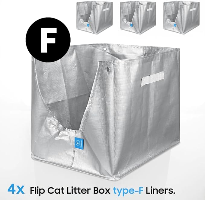 4 Pack Litter Box Liners F Compatible with Modkat Flip Litter Box Liner Type F, Reusable Liner Type-F with Carrying Handles