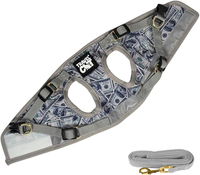 Travel Cat Harness and Leash Set - Adjustable Fit Mesh Cat Harness and Reflective Strap - Comfort Escape Proof Harness for Cats, Kitten for Outdoor Walking, Hiking (Large, Cashcat)