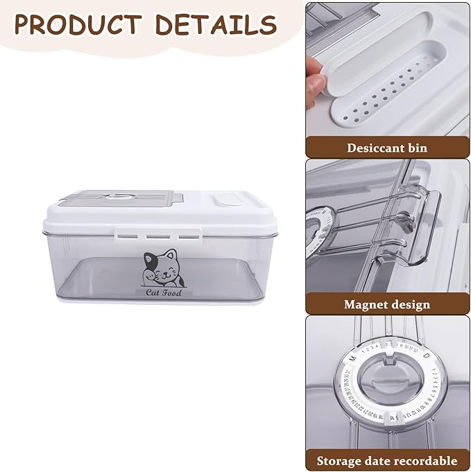 Airtight Cat Food Storage Container,5 Liters Cat Food Bin,4~5Lbs Cat Food Bucket With Measuring Cup-Pet Food Container for Cat food, Kibble,Cat treats-BPA Free Plastic