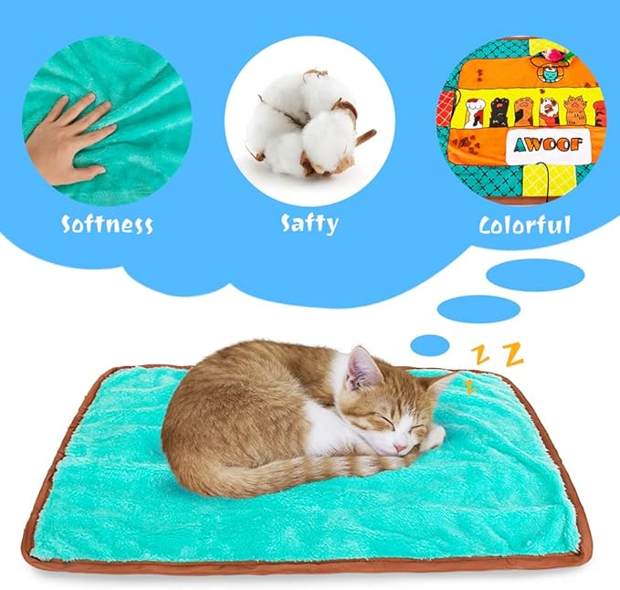 Cat Mat for Small Medium Large Cats,Cute Cat Catnip Crinkle Toys, Soft Plush Catnip Mat for Kitten Sleeping Snuffing Rolling Playing,Mashine Washable Cat Play Mat Pet Cushion Pad Mat Cat Gifts