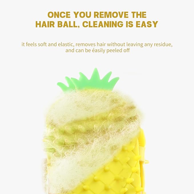 2Pcs Pineapple Cat Self Groomer and Corner Brush, Reduce Shedding, Scratching and Itchiness, Pet Tickling Artifact with Silicone Bristles, Easy Installation for Cat Dog Pet Self Cleaning Cat Brush Toy