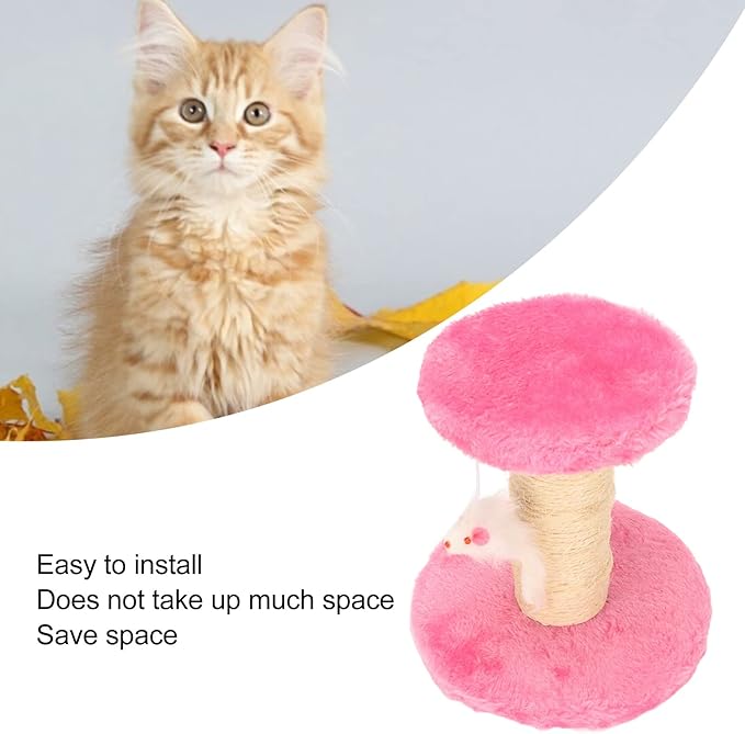 Cat Scratching Post, Grinding Claws 2 Layers Soft Plush Cat Tree Stable for Indoor (Pink)