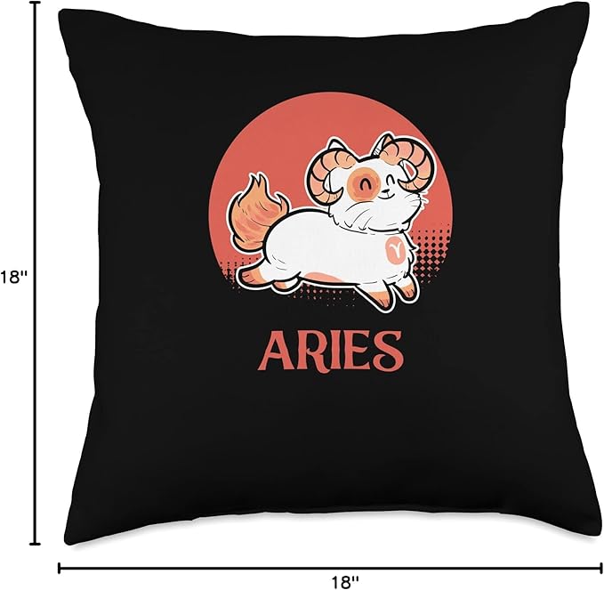 Aries Zodiac Cat Owner Kawaii Chibi Anime Figure Kitten Cats Throw Pillow