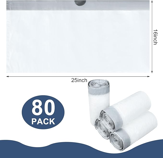 80 Pack Self-Cleaning Cat Litter Box Liners Replacement Cat Litter Waste Bags Drawstring Litter Bags for Automatic Self-Cleaning Cat Litter Box