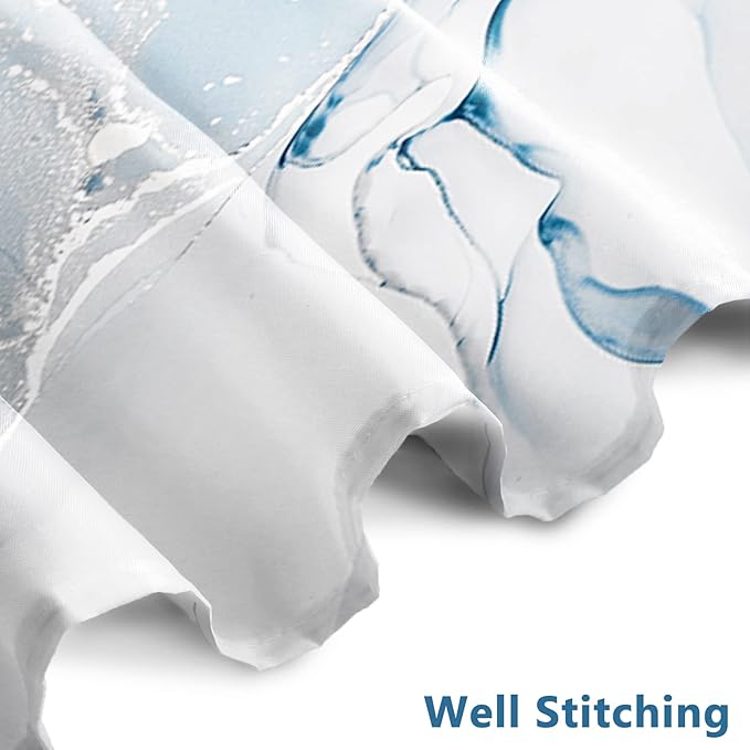 AWERT Blue Marble Shower Curtain for Bathroom Modern Blue White Marble Ink Shower Curtain with Hooks Washable Bathroom Accessories Bathtub Decor 72x78inch