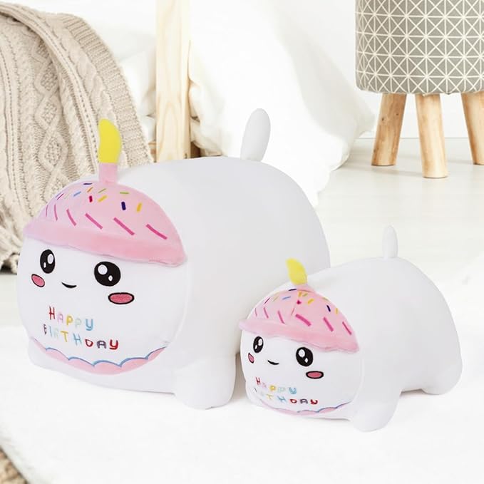 15.8'' Cat Plush Stuffed Animals Birthdays Gifts, White Cat Plush Pillow Soft Kitty Plushie, Chubby Plush Toy Birthday Gifts for Kids Girlfriend