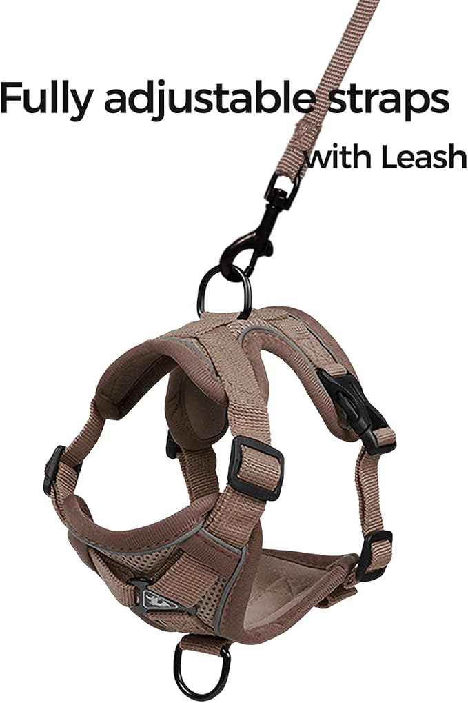 Cat Harness and Leash Set Escape Proof Tactical Large Kitten Harness Emotional Support Cat Vest, Brown, L