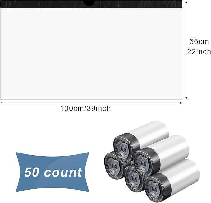 50 Count Jumbo Cat Litter Box Liners Large Drawstring Cat Litter Liners Unscented Tear Resistant Cat Litter Bags for Trash Waste to Keep Your Home Clean (Clear, Black,39 x 22 Inch)