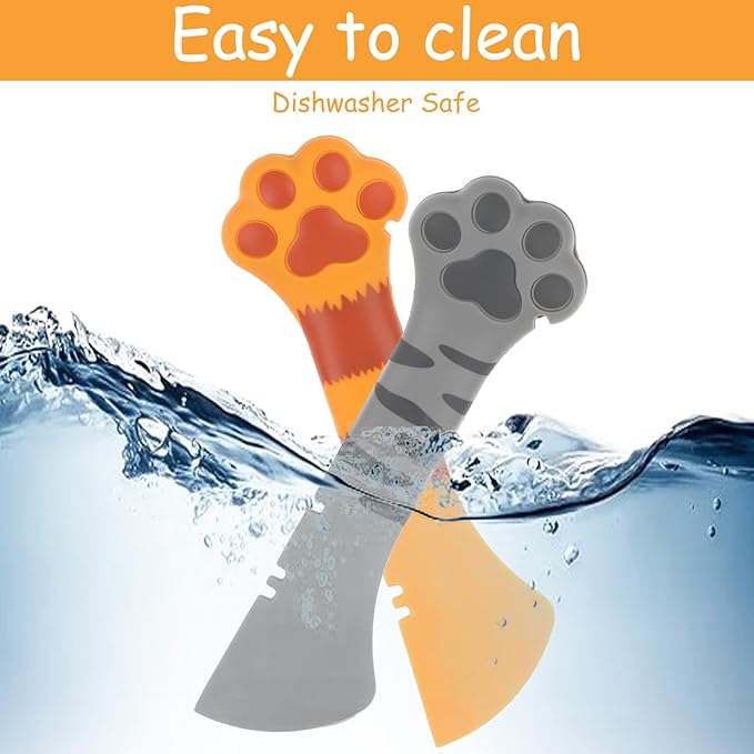 2 Pack Cat Food Can Spoon Silicone Dog Can Opener Cute Paw Wet Food Scoop Mixing Spatula Multifunctional Pets Feeding Supplies for Kitten Puppy Canned Food Accessories