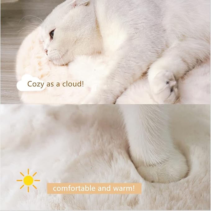 SHENGOCASE 2-Pack 15.7" Square Faux Rabbit Fur Cat Dog Bed Cushion Pad Mat, Cat Tree Tower Replacement Cushion Pad, Pad for Window Perch, Cat Dog Carrier House Cage Crate Kennel Furniture