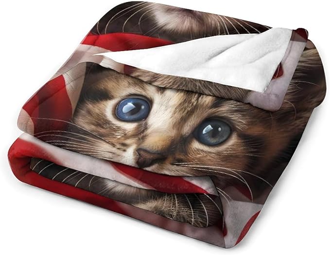 American Flag Cat Print Blanket Cute Kawaii Kitten Kitty Animal Throw Blankets Gifts for Couch Sofa Bed Stuff Decor Soft Cozy Fleece Plush Warm Flannel Bedding for Lover Men Women Kids 50"x60"