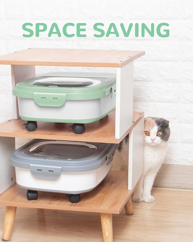 20-23 Lbs Dog Food Storage Container - Collapsible Dog Food Container with Attachable Casters and Scoop,Travel Silicone Bowl, Pet Food Storage Containers to Keep Dry Food Fresh,Easy to Move