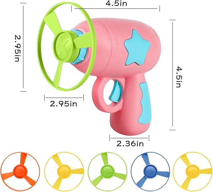 Andiker Cat Fetch Toy, Interactive Cat Flying Disc Launcher Toy with 5 Colorful Flying Propellers for Cat Enrichment, Flying Saucer Toy for Cat for Training and Chasing (Pink)