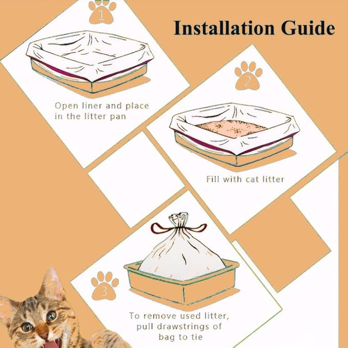 120 Count Cat Litter box Liners, Compatible with Automatic Thick Drawstring Heavy Duty Replacement Waste Trash Bags -20.5" x 17.7"