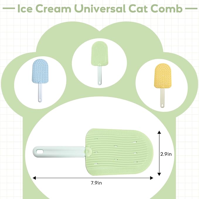 2 pack cat brush self groomer cat hair wall scratcher pet rubbing corner grooming Combs Self Massage Cleaning Tool indoor for Long & Short Fur cats Glove Bathing brush dogs (Ice-cream)
