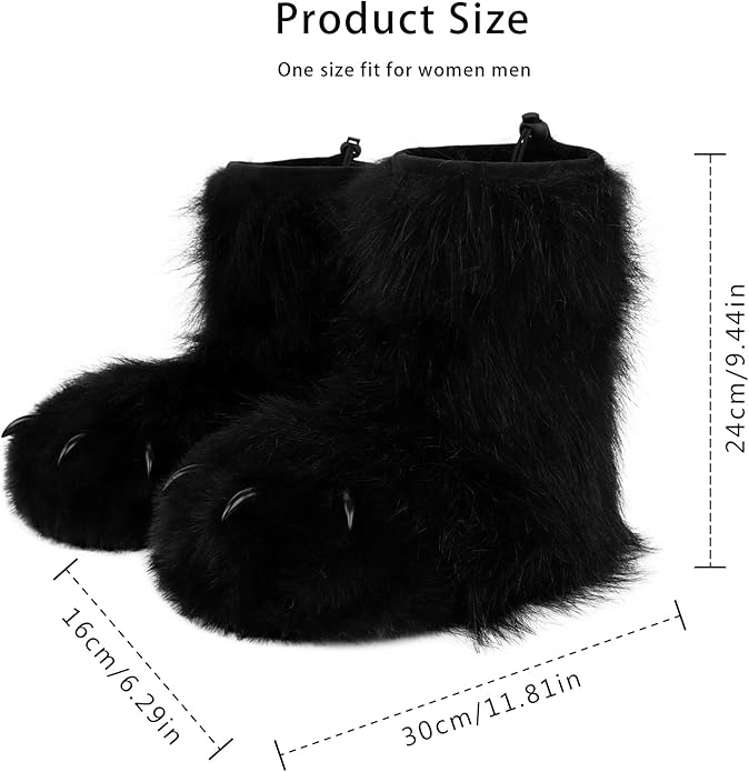 Animal Fuzzy Slippers Bear Cat Wolf Dog Fox Fursuit Feet Paw Claw Shoes Furry Boots Costume Accessories for Adult Kids
