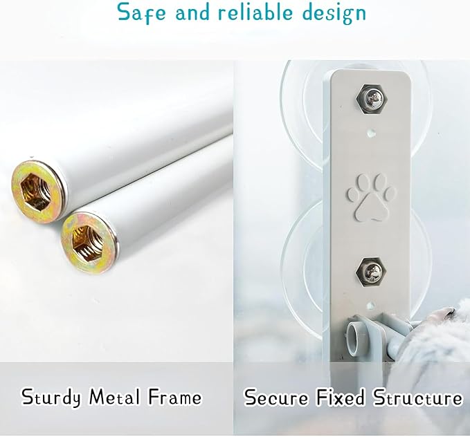 Cordless Cat Window Perch, Foldable Cat Window Hammock with 4 Strong Suction Cups, Window Cat Perch Indoor Cats Kitty Shelf Hold Up to 44lbs for Small to Medium Cats, Beige