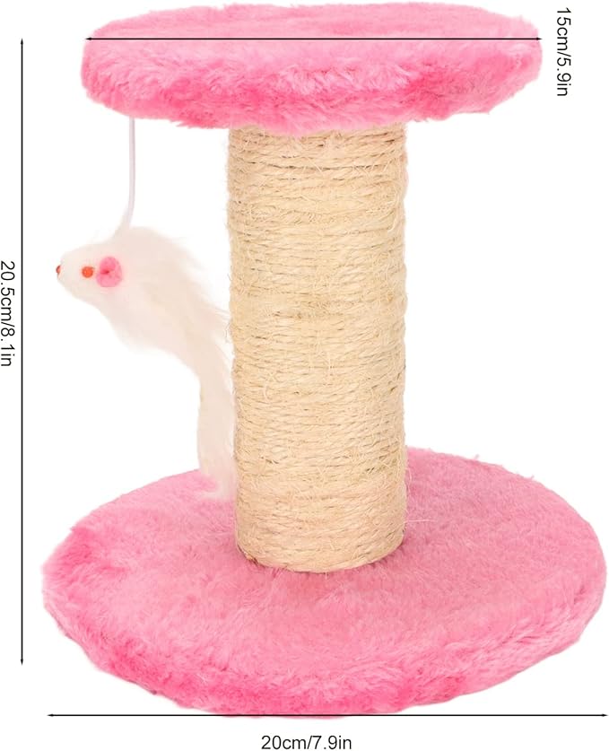 Cat Scratching Post, Grinding Claws 2 Layers Soft Plush Cat Tree Stable for Indoor (Pink)