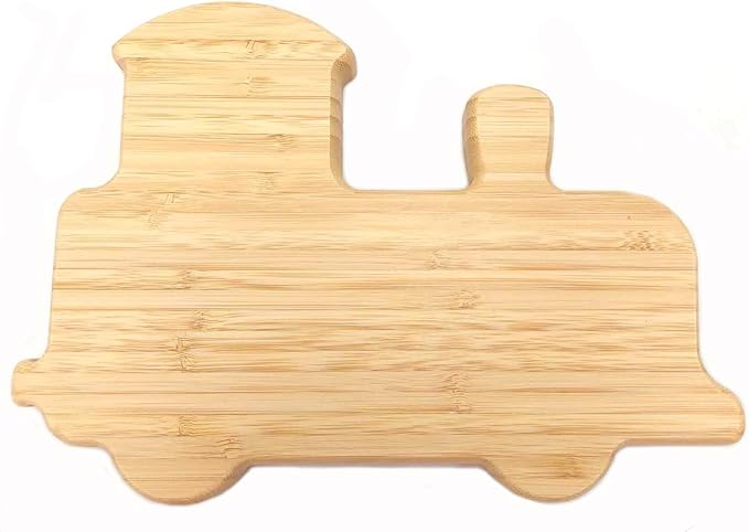 4913, Bamboo Train Shaped Food Plate for Snacks Appetizer Fruit Vegetable | Children Meal Plate | Picnic Kitchen Party | Eco-Friendly Plates, 11"x7.75", 2 Pack