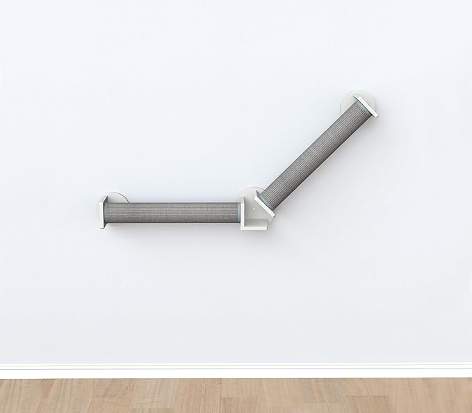 TRIXIE Wall Set 4, Indoor Wall Mounted Cat Scratching Posts for Elevated Fun, Lounger, Scratcher, Perch, Gray