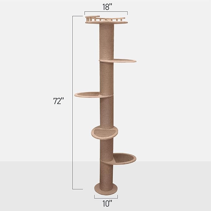 On2Pets Skyline Premium Sisal Cat Scratcher (Wall-Mounted 5 Level Cat Activity Tree)