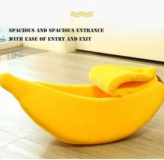 Banana Pet Bed Cute Funny Banana Bed Small Size for Indoor Cats, Small Animals, Christmas Pet Bed Lovely Pet Supplies for Cats Kittens