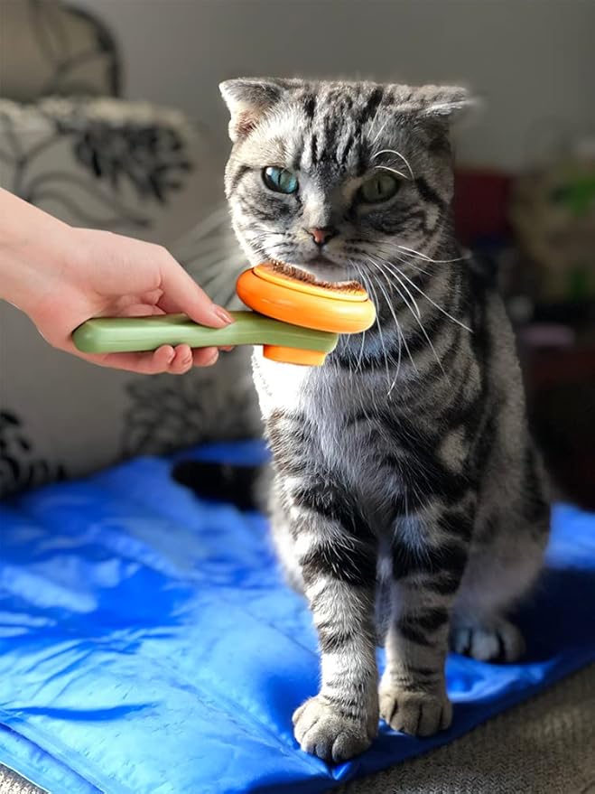 9Pcs Cat Brush, Self-Cleaning Slicker Brush for Long and Short Haired Dogs, Rabbits, and Pets, Grooming and Shedding Brush for Cats, Removes Tangled Hair and Shedding from Pet Mats Easily