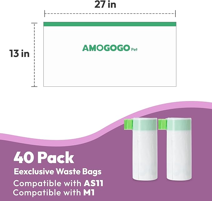 40 Pack Litter Bags, Compatible with Neakasa M1 and PetPivot Open-Top Self-Cleaning Cat Litter Box, Replaced Waste Bags, Automatic Litter Box Liner with Drawstring, 27" x 13"